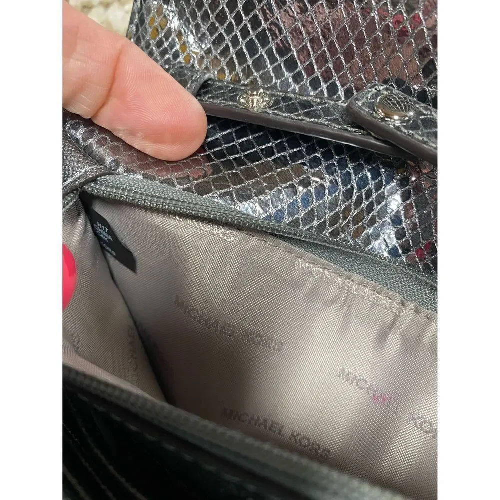 Michael Kors Gunmetal Metallic Crossbody Clutch NWOT
